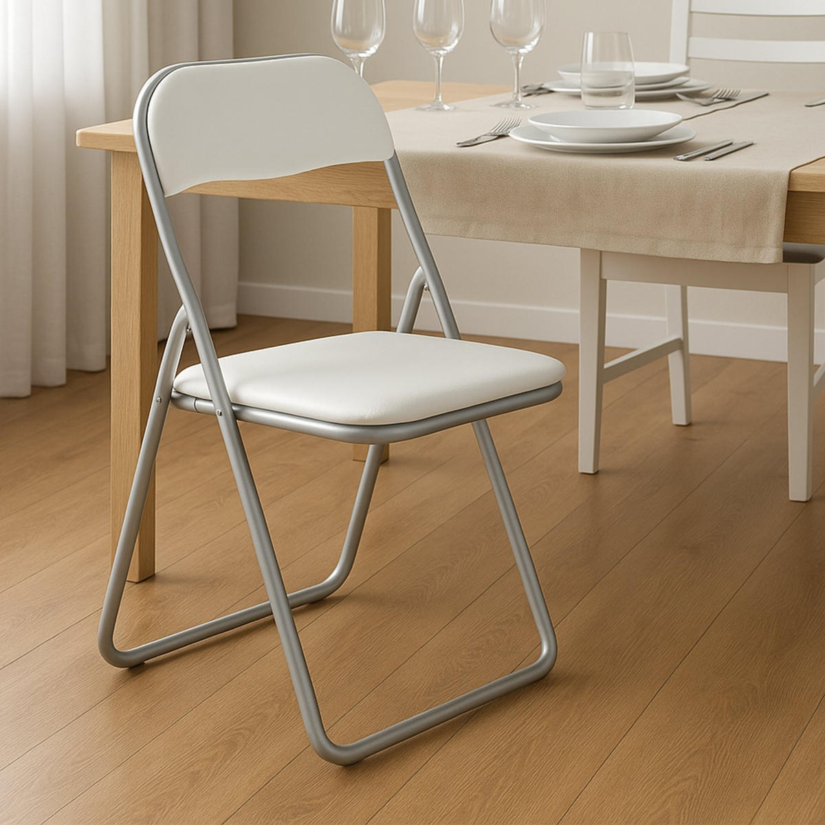 KLAPPSTUHL Weiß 47/43/79.5 cm - Grau, Metall (43/79.5/47cm) - DMORA
