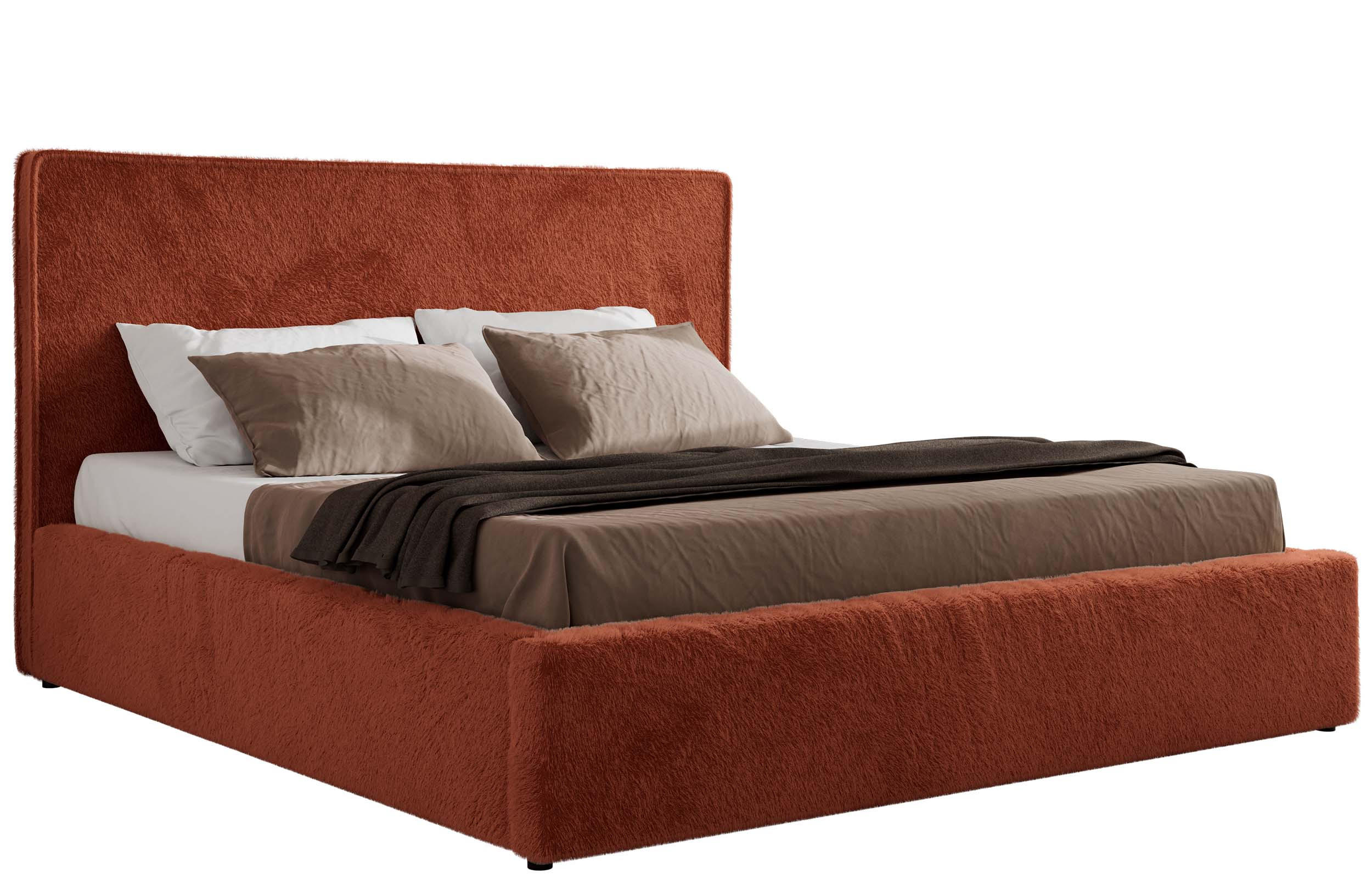 POLSTERBETT CORIVO CLASSIC 140/200 - Orange Plüsch - ohne Matratze - Orange, Textil (140/200cm) - MKS