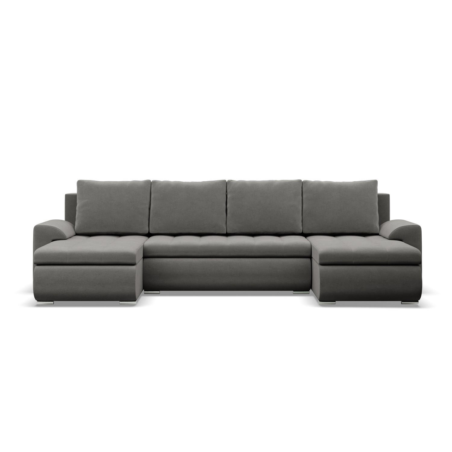 U-SOFA MIT SCHLAFFUNKTION FORESTA, Hellgrau - Hellgrau, Textil (302/89/159cm)