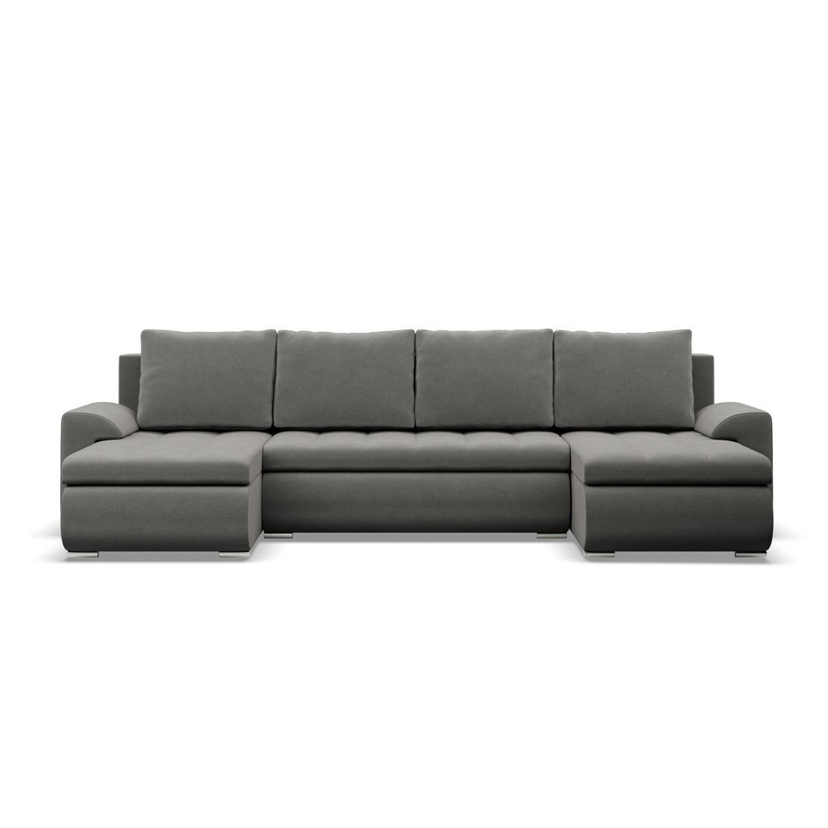 U-SOFA MIT SCHLAFFUNKTION FORESTA, Hellgrau - Hellgrau, Textil (302/89/159cm)