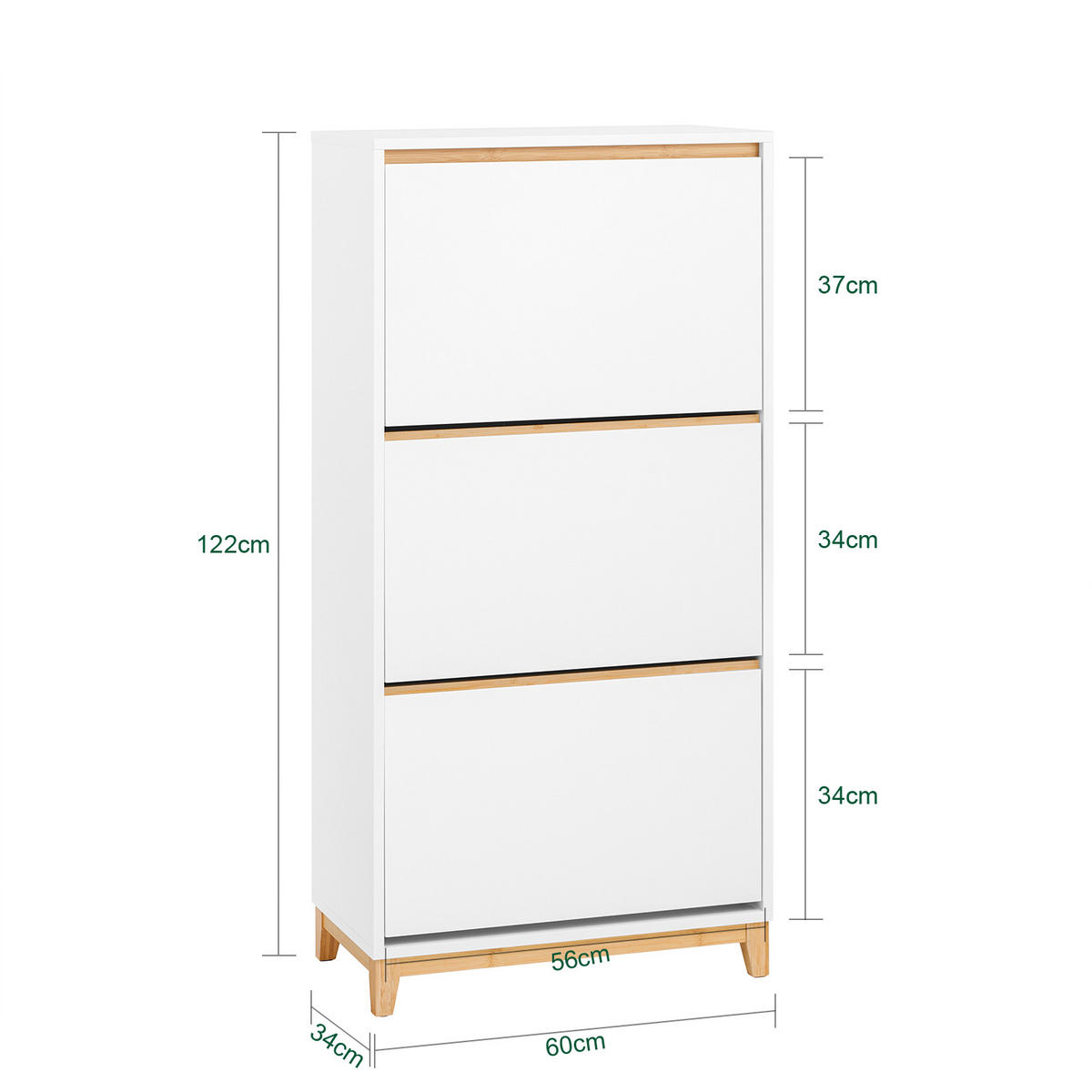 SCHUHSCHRANK Weiß-Natur - Weiß/Naturfarben, Holz/Holzwerkstoff (60/122/34cm) - SoBuy