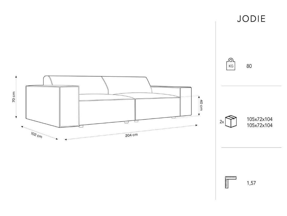 SOFA Jodie aus Samt königsblau 3 Sitzplätze - Blau, Textil (102/70/204cm) - Micadoni
