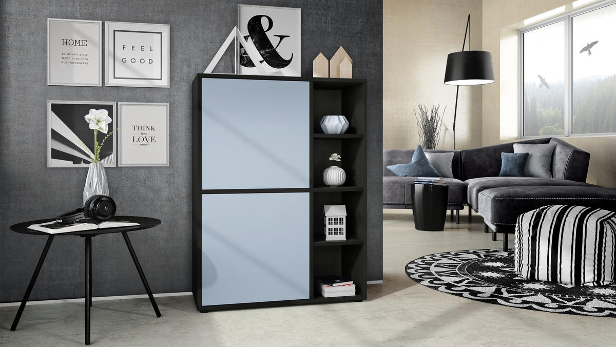 HIGHBOARD Cuba Türen in Denim matt - Pastellblau, Holzwerkstoff (79/105.5/35.5cm) - Vladon