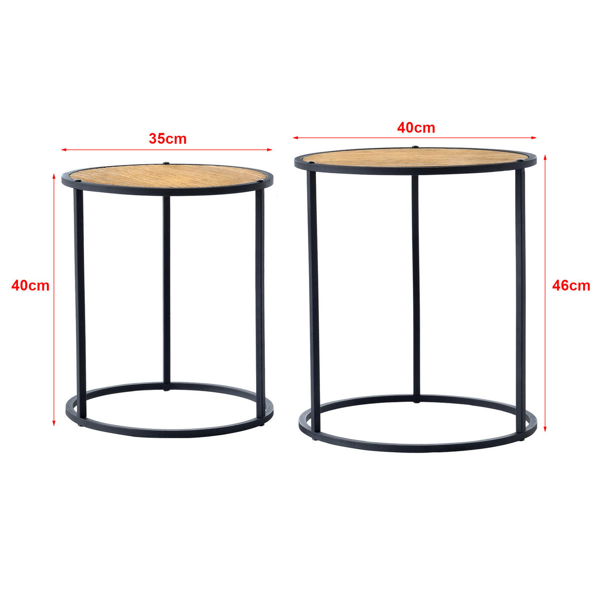 SATZTISCH Moriusaq 40/40/46 - Schwarz, Holzwerkstoff (40/40/46cm) - [en.casa]