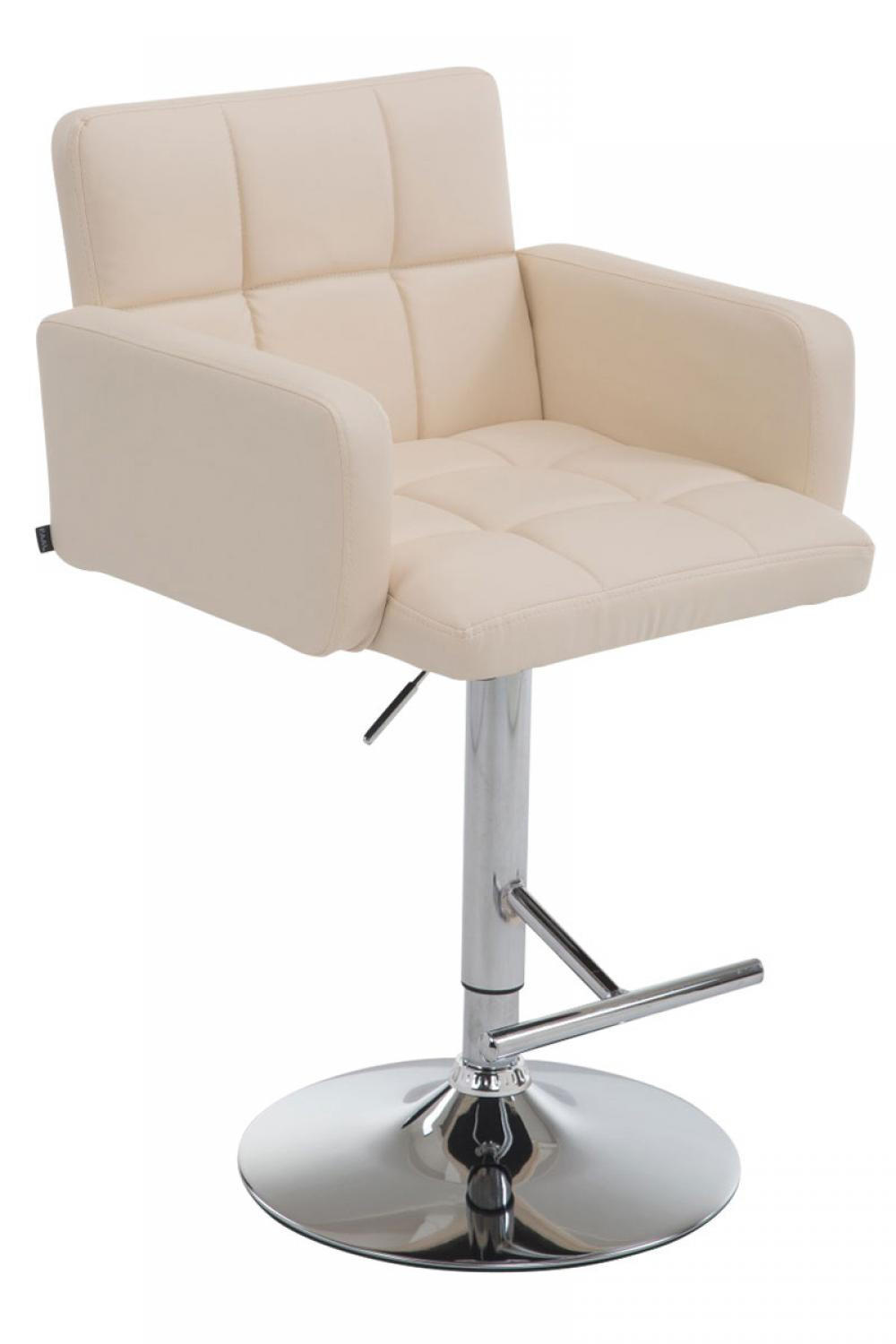 BARHOCKER Lederlook creme - Chromfarben/Creme, Textil/Metall (60/93/56cm) - CLP