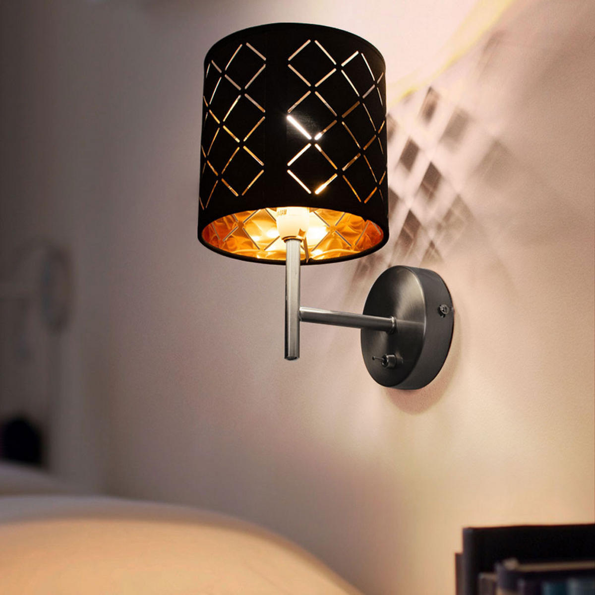 LED WANDLEUCHTE CLARKE Schwarz Gold - Schwarz, Metall (19/26/19cm)