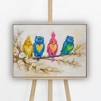 GEMÄLDE Vogelgesellschaft Schattenfugenrahmen Beige 70x50 cm - Beige, Holz (70/50cm) - YS-art gallery