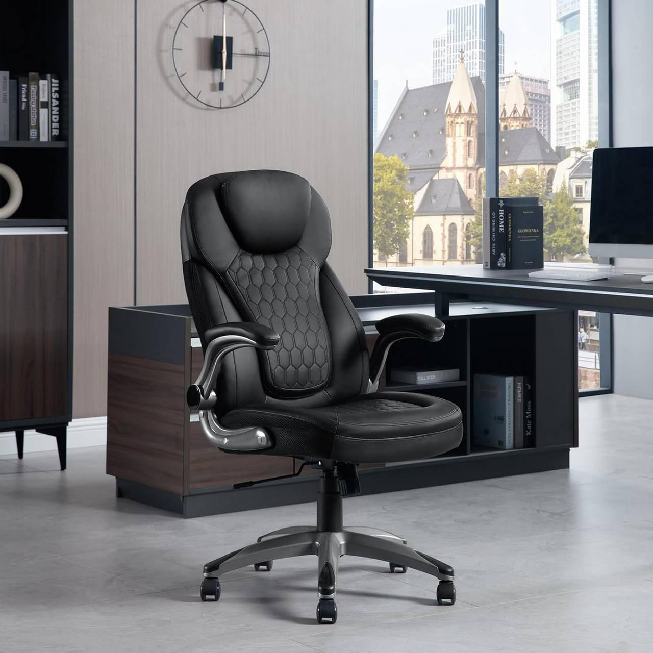 Thumbnail - Woltu Chefsessel, Schwarz, Kunststoff, Metall, Textil, Drehkreuz, 72x114.5x78 cm, Arbeitszimmer, Bürostühle, Chefsessel