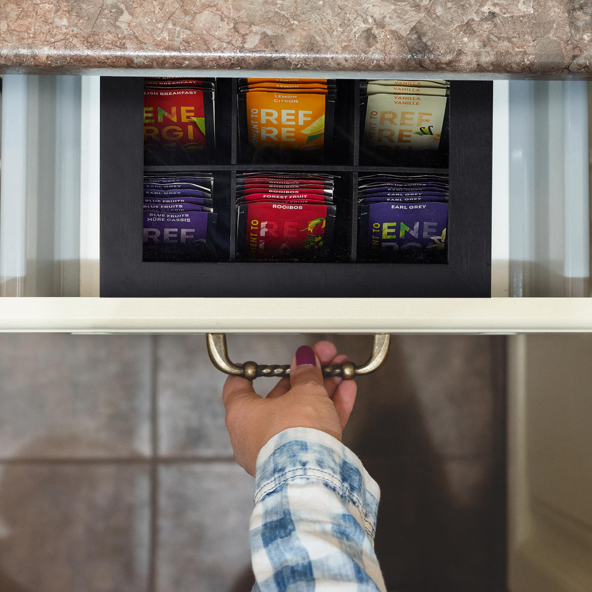 TEEBOX - Schwarz, Holz/Kunststoff (23.5/9/23.5cm) - Relaxdays