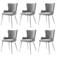 ESSZIMMERSTUHL 6er-Set Samt Grau mit Metallbeinen - Grau, Metall (47/85/49.2cm) - Meubliv