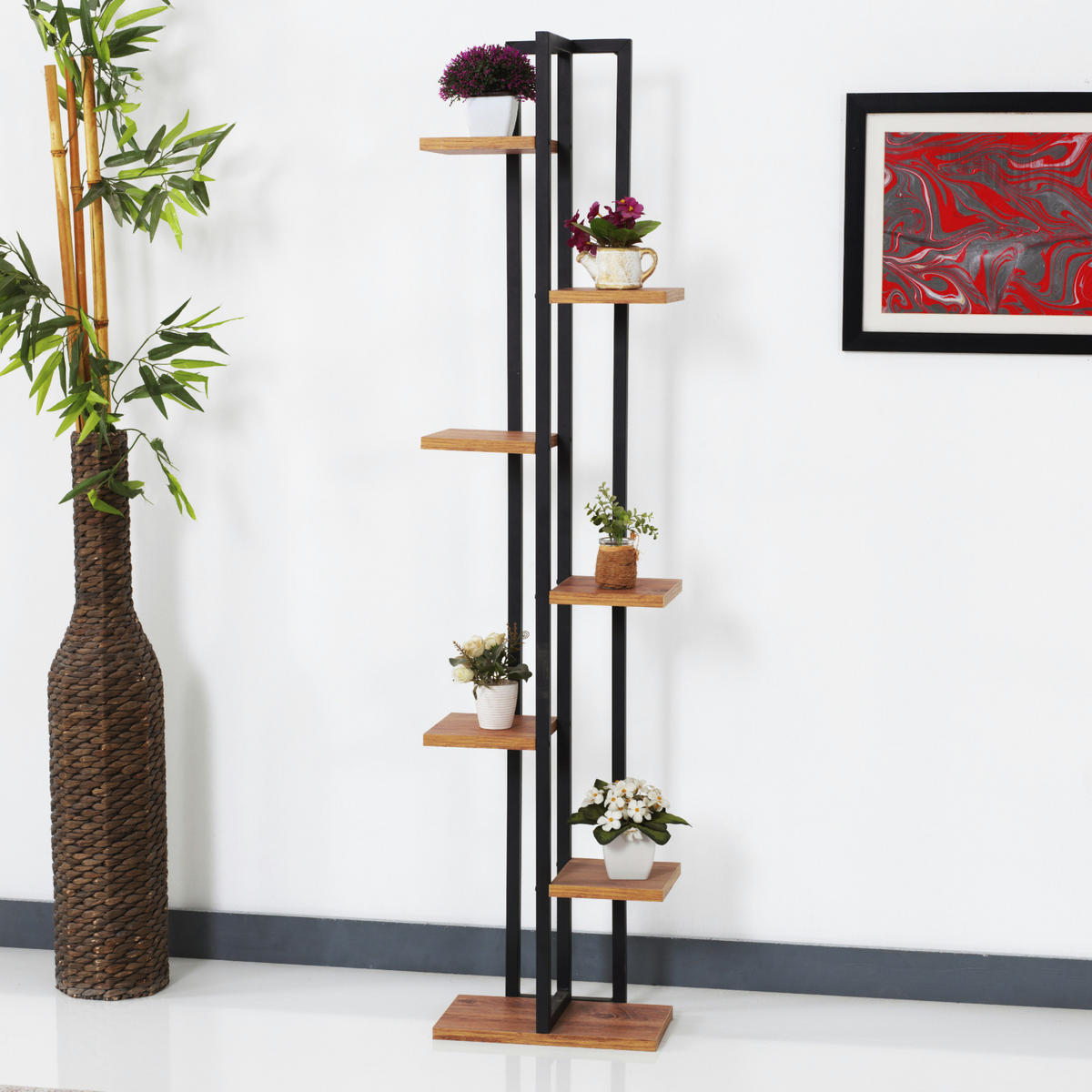 STANDREGAL Somero - Walnussfarben/Schwarz, Holzwerkstoff/Metall (34/150/21cm) - [en.casa]