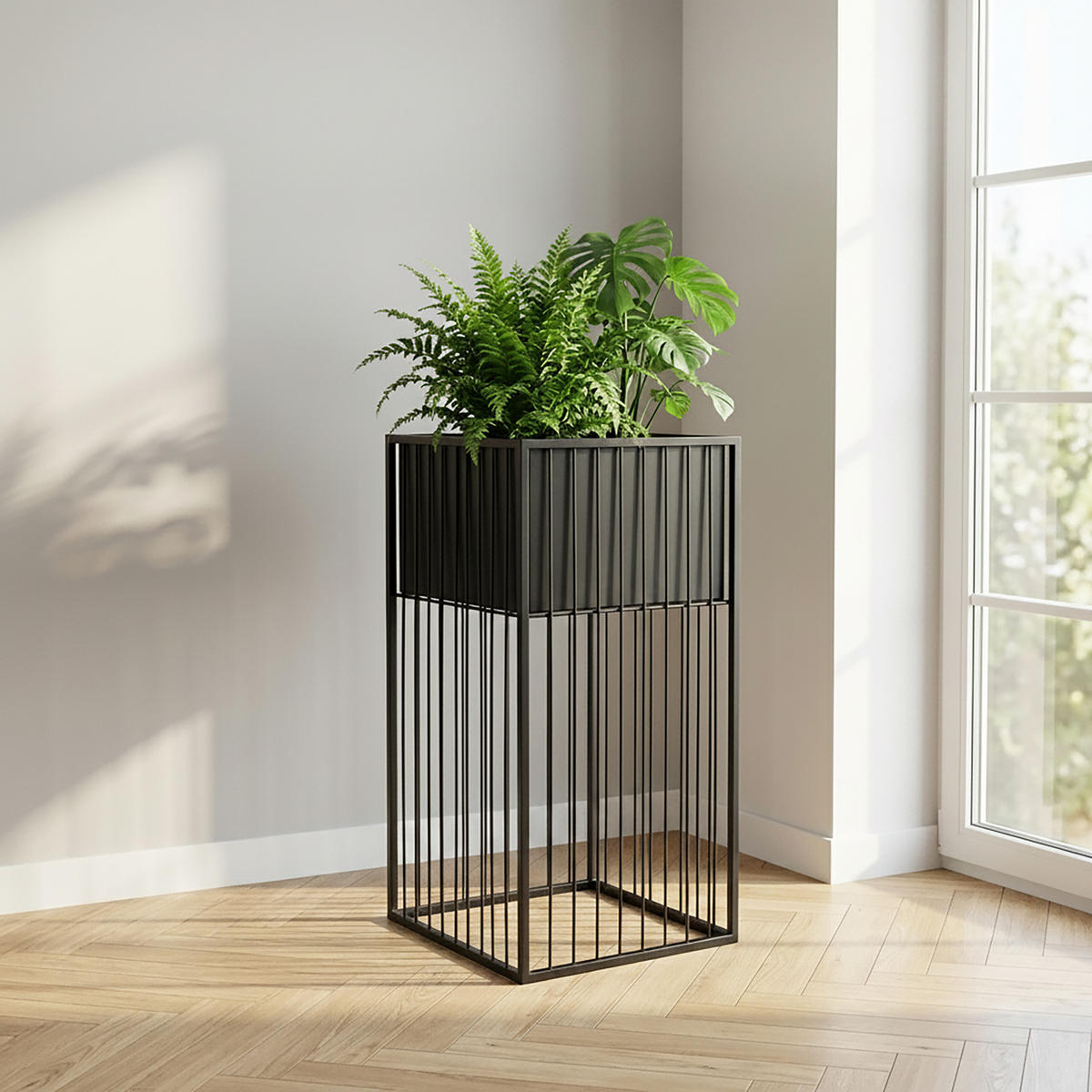 BLUMENSTÄNDER Schwarz Eisen höhenverstellbar 61 cm - Schwarz, Metall (30.5/61/30.5cm) - Relaxdays