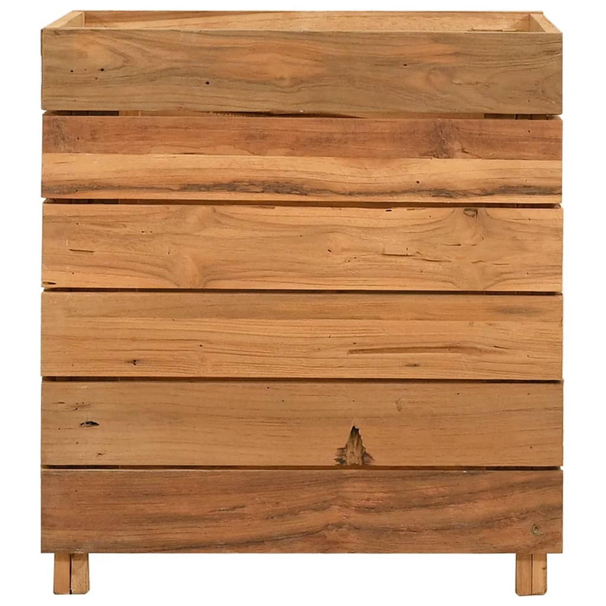 HOCHBEET 50x40x55 cm Teak Altholz und Stahl - Braun, Holz (50/55/40cm) - furnicato