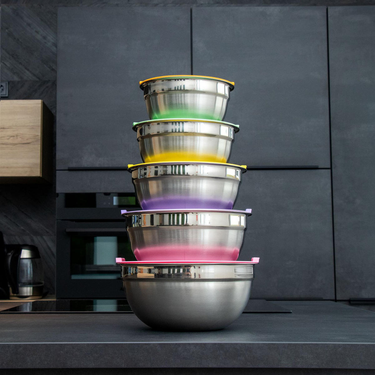 RÜHRSCHÜSSELN Edelstahl (5er Set) - Multicolor, Metall (26/13cm) - Intirilife