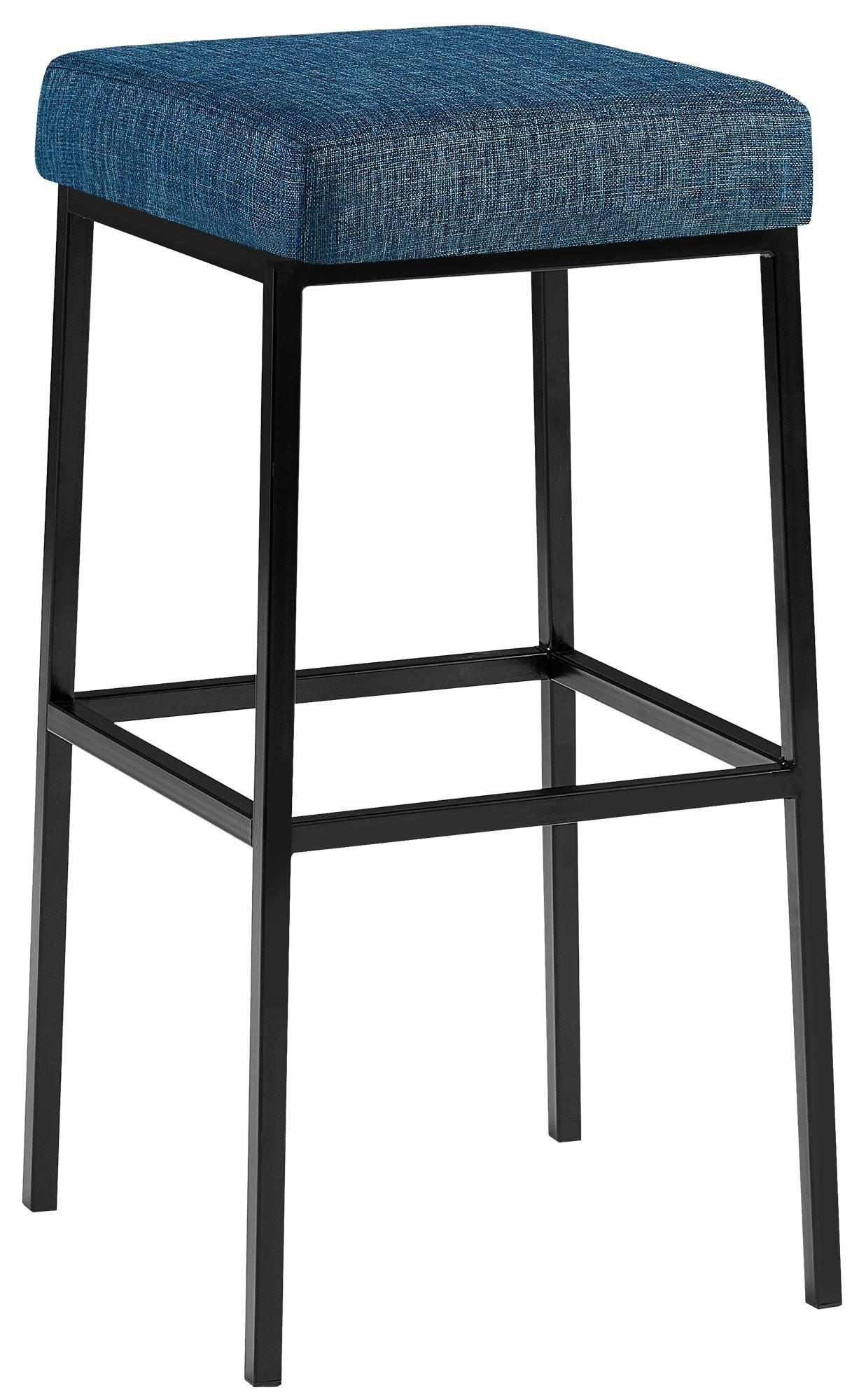 BARHOCKER Stoff blau - Blau/Schwarz, Textil/Metall (37/78/37cm) - CLP