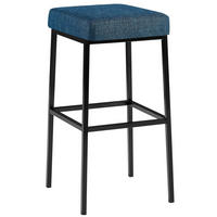 BARHOCKER Stoff blau - Blau/Schwarz, Textil/Metall (37/78/37cm) - CLP