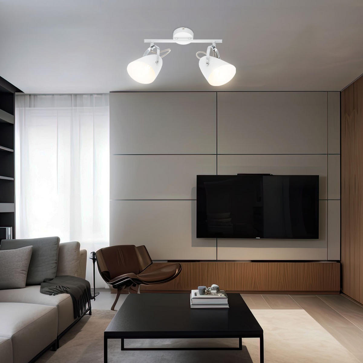 DECKENLEUCHTE ARMECA Metall Weiß - Weiß, Metall (32.5/11.5/24cm) - Globo Lighting