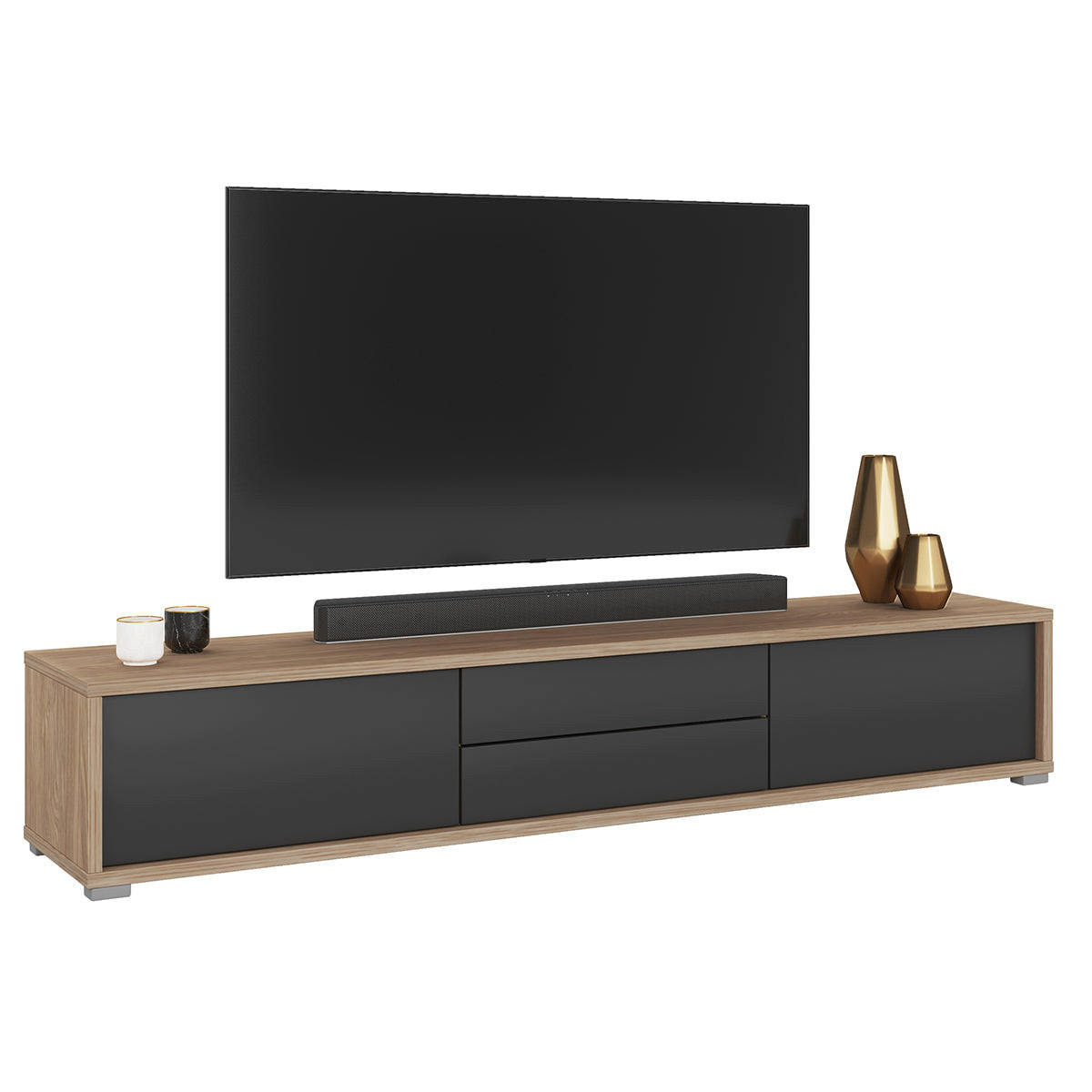 TV-MÖBEL Idra Grau und Holz - Grau, Holzwerkstoff (180/32/36cm) - Petits-meubles