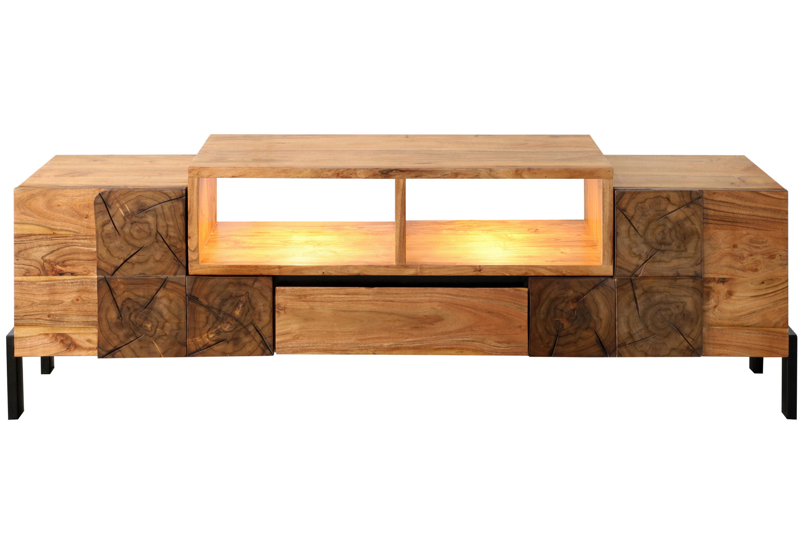 LOWBOARD LAURETTE - Beige/Naturfarben, Akazienholz/Holz (40/55/180cm) - SAM