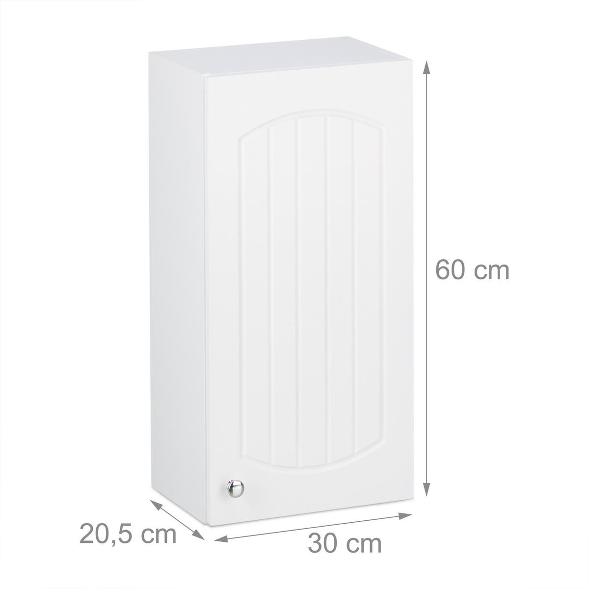 BADEZIMMERSCHRANK - Weiß, Holzwerkstoff (30/60/20.5cm) - Relaxdays