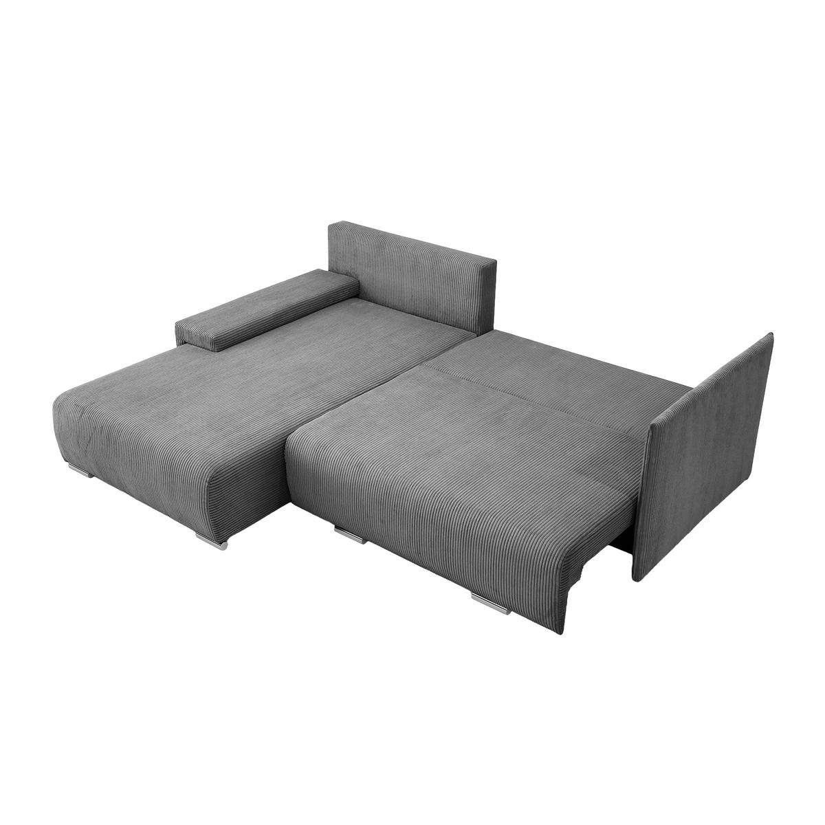 ECKSOFA TRAWANGA L mit Schlaffunktion, Grau - Grau, Textil (246/188cm) - Fedve