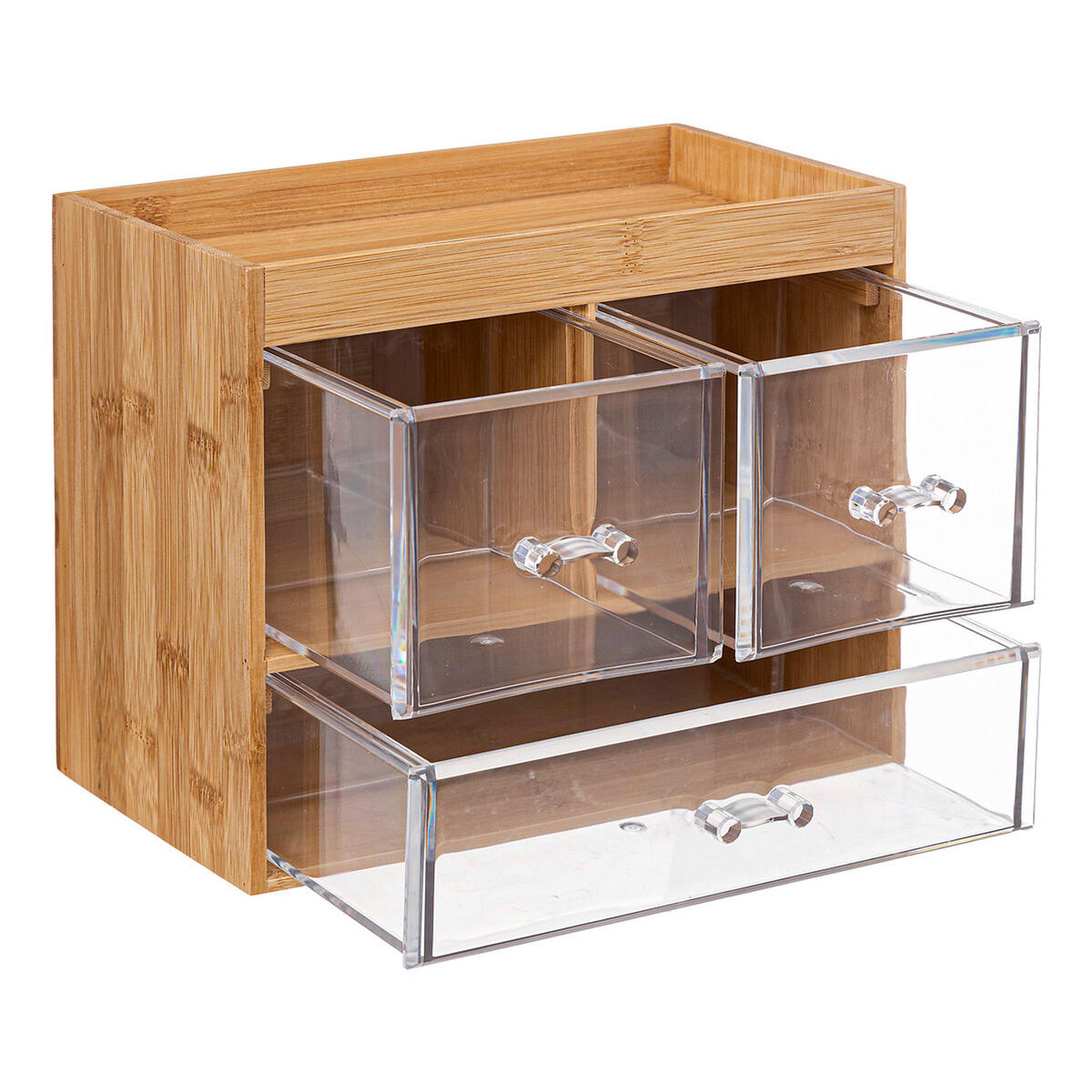 SCHMUCKORGANIZER Selena mit 3 Schubladen, Bambus, Kunststoff, 24 x 15 x 20 - Beige, Holz (15/20/24.2cm) - 5five Simply Smart