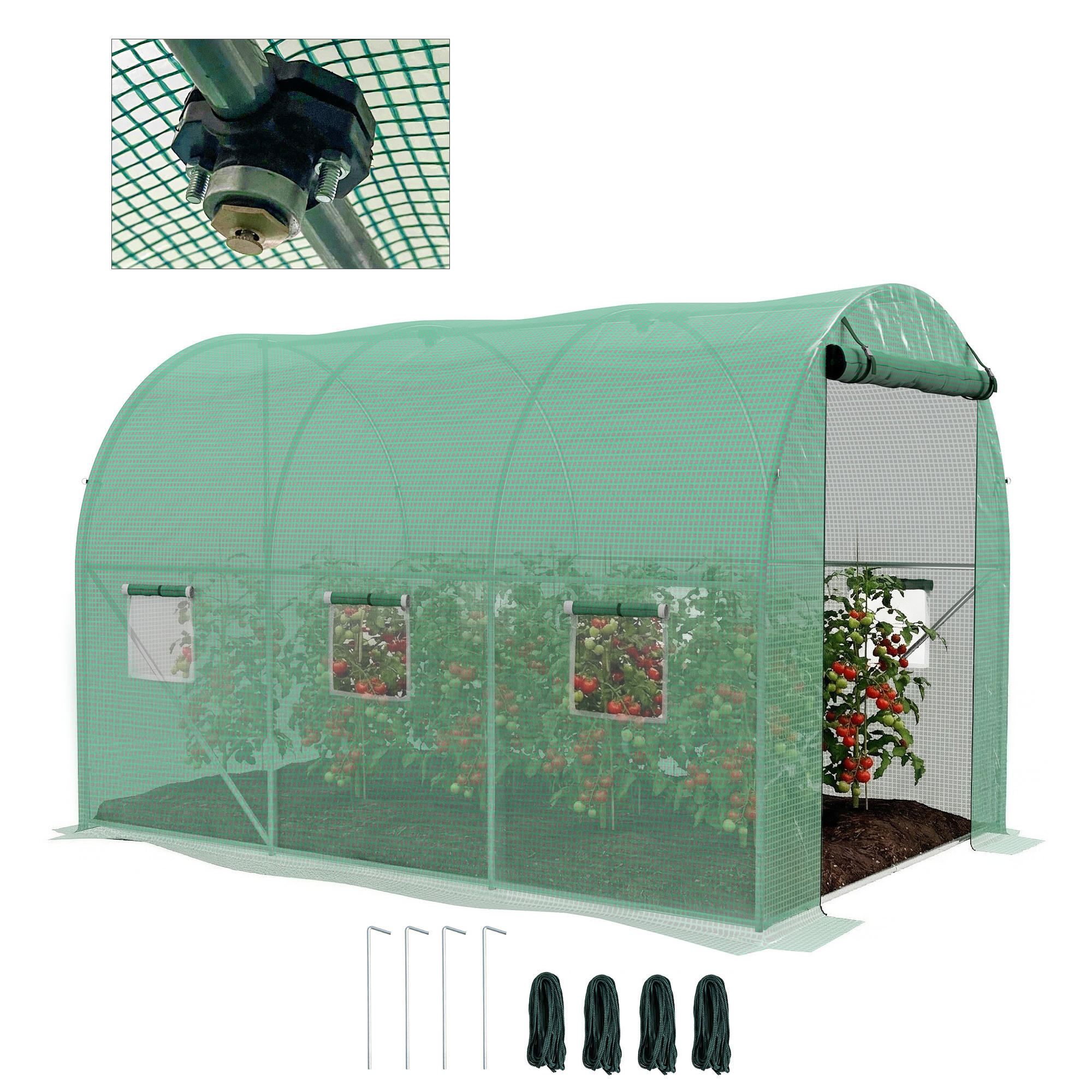 GEWÄCHSHAUS DE-12002 mit integriertem Bewässerungssystem Grün - Grün, Kunststoff (200/197/298cm) - ComfortXL