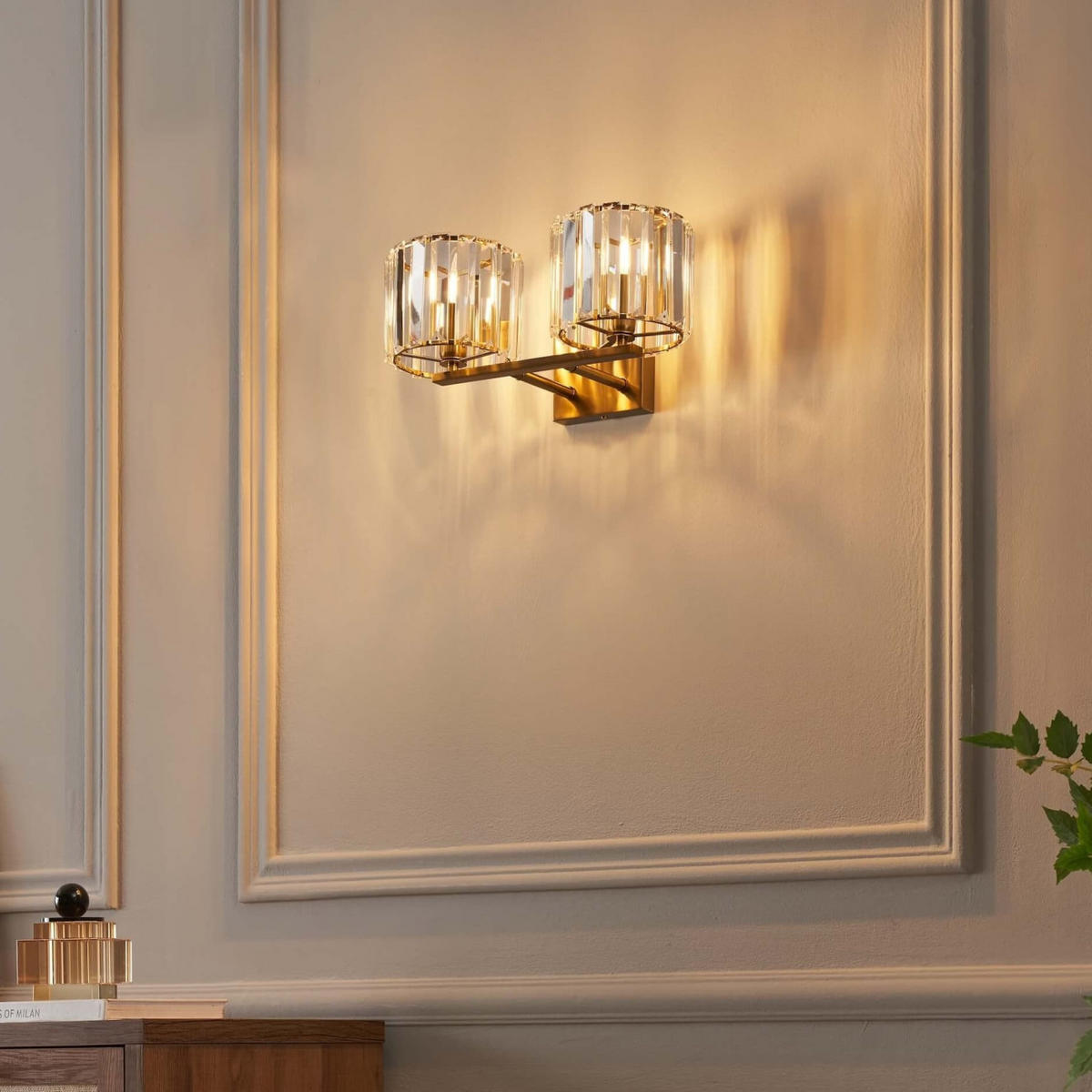 WANDLEUCHTE Orivania, Transparent und Goldfarben, 35cm - Goldfarben, Glas (35/15/35cm) - KOSILUM