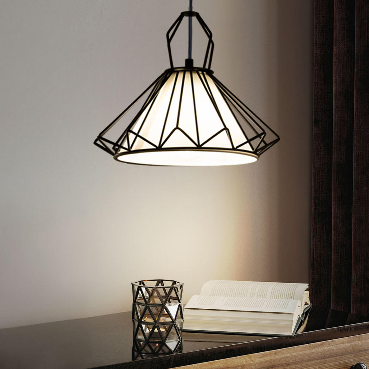 LED HÄNGELEUCHTE Metall Textil Schwarz - Schwarz, Metall (40/40/120cm) - Globo Lighting