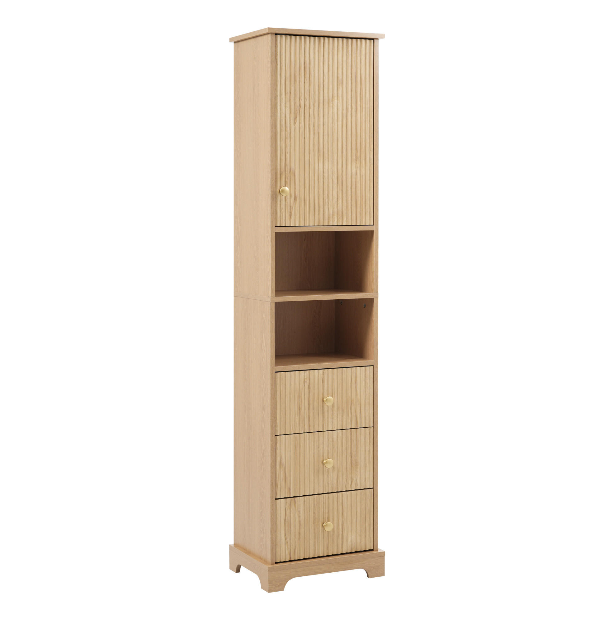 BADEZIMMER-HOCHSCHRANK 40x30x172 cm Natur aus Holzwerkstoff mit Schubladen & Soft-Close - Naturfarben, Holzwerkstoff (40/172/30cm) - Modfu