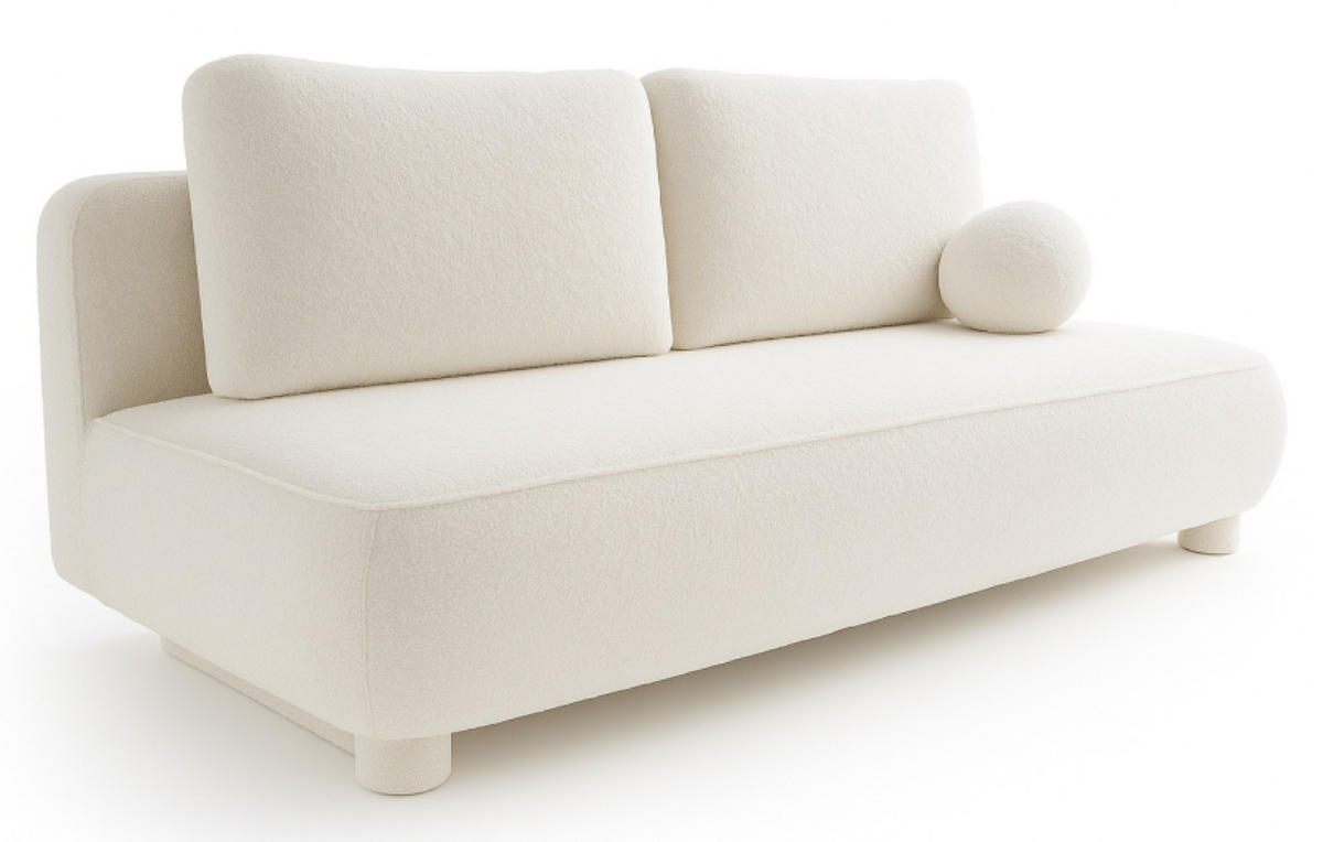 SITZSOFA Weiß MAJA Mit Schlaffunktion Bouclé - Weiß, Textil (209/96/96cm) - Sepro Meble