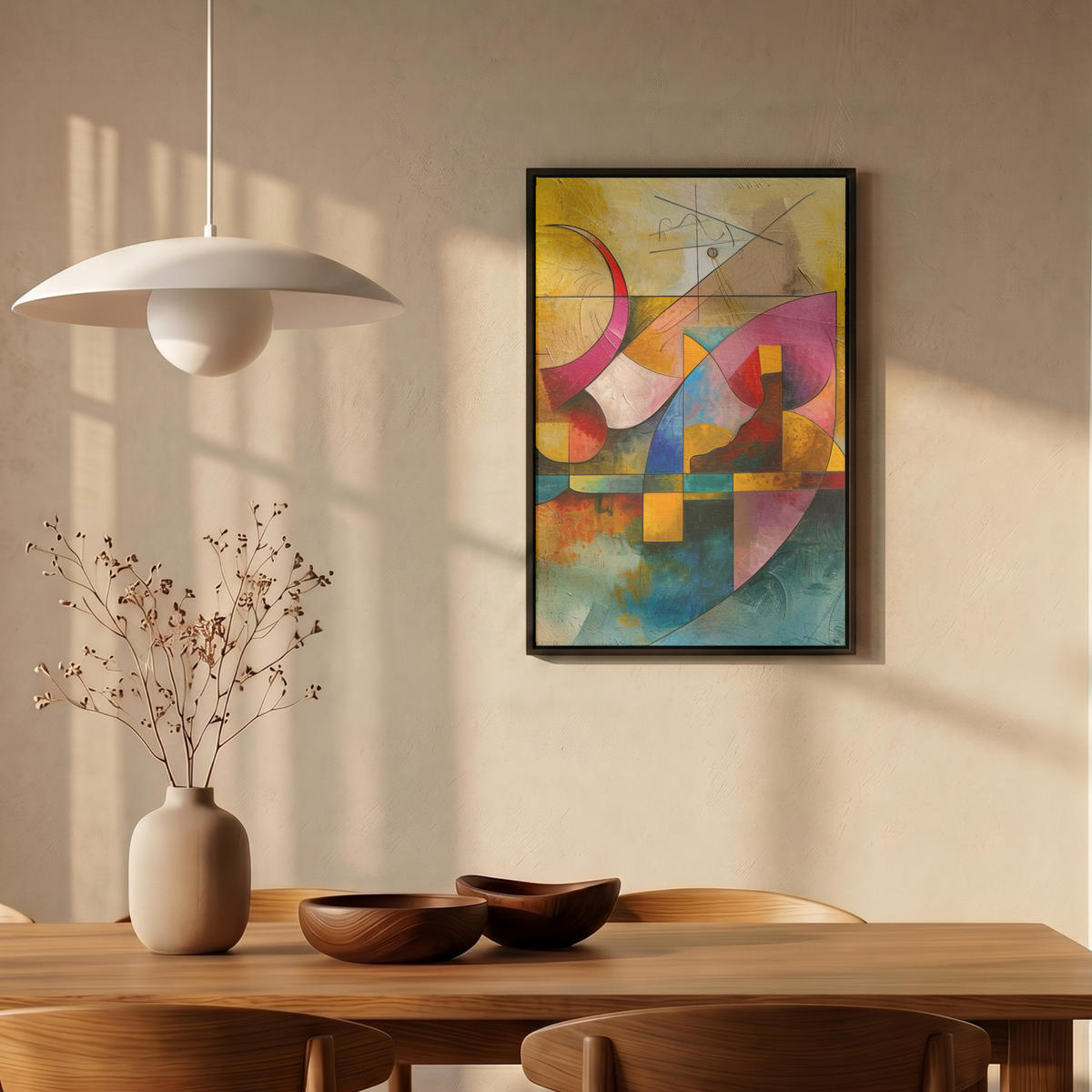 LEINWAND Bilder mit Rahmen - Kunst - Abstrakt - Modern - 40x60 - Gelb, Textil (40/60cm) - MuchoWow