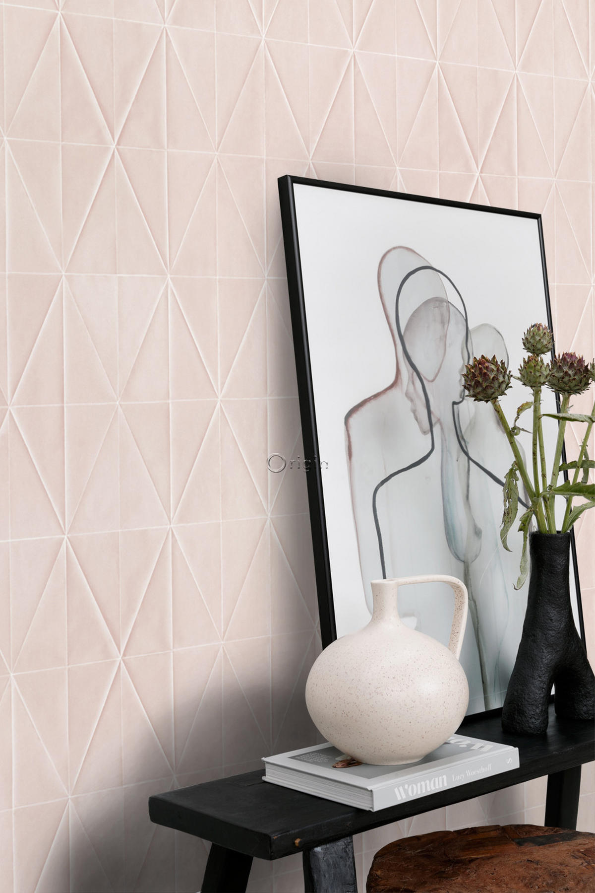 TAPETE Origami-Muster 53 cm x 10.05 m - Pink, Papier (53/1000cm) - Origin Wallcoverings