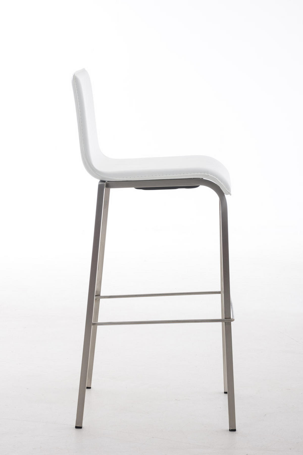 BARHOCKER Lederlook weiß - Edelstahlfarben/Weiß, Textil/Metall (43/103/51cm) - CLP