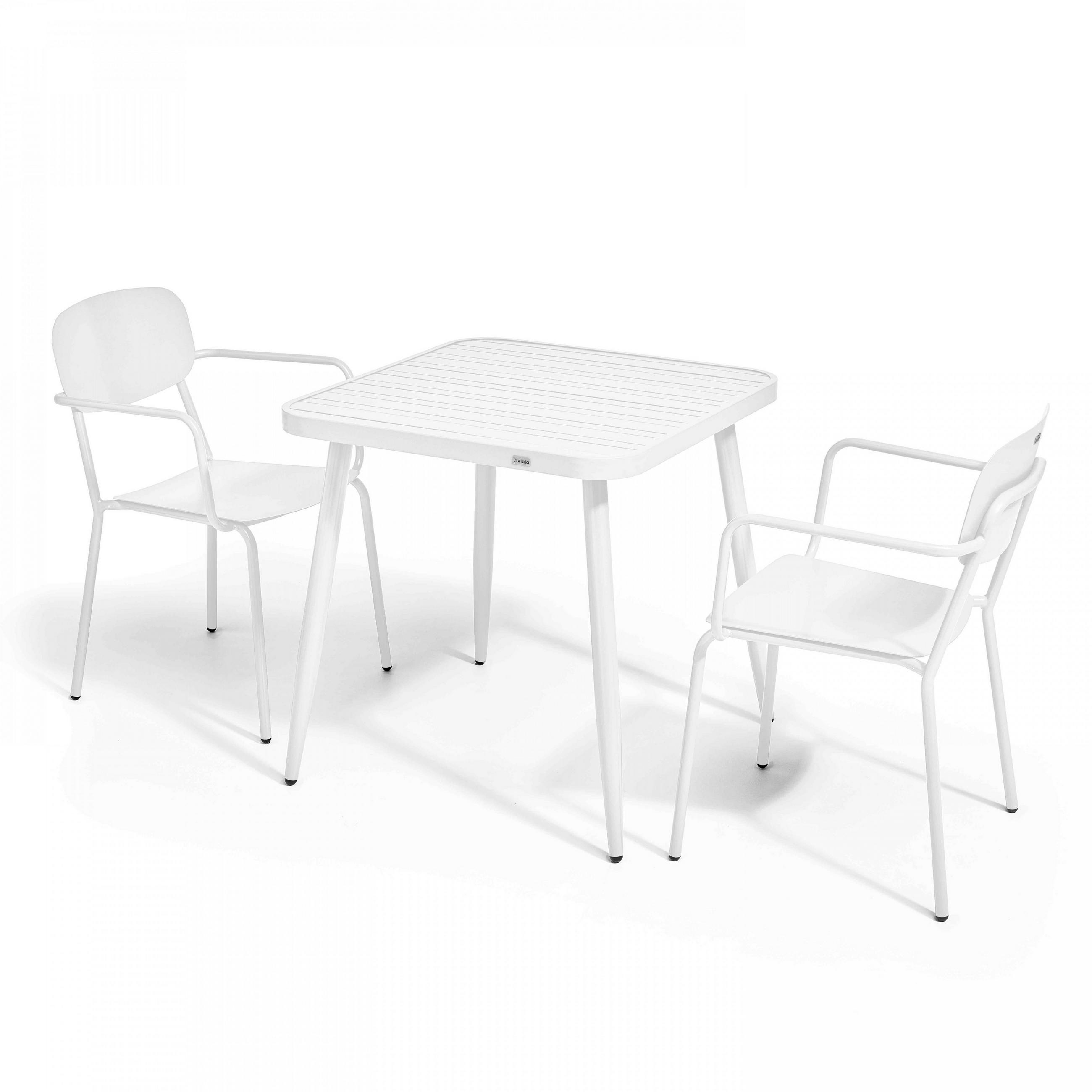 GARTENSET 3-tlg., Grau/Weiß - Weiß, Metall - Oviala