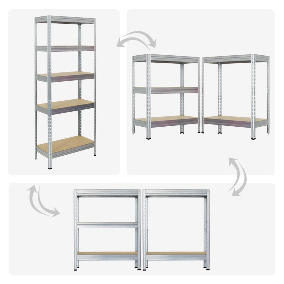 SCHWERLASTREGAL Rivet 180x75x35 cm Fachlast 150 kg Innovatives Stecksystem Verzinkt - Silberfarben, Metall (75/180/35cm) - PROREGAL