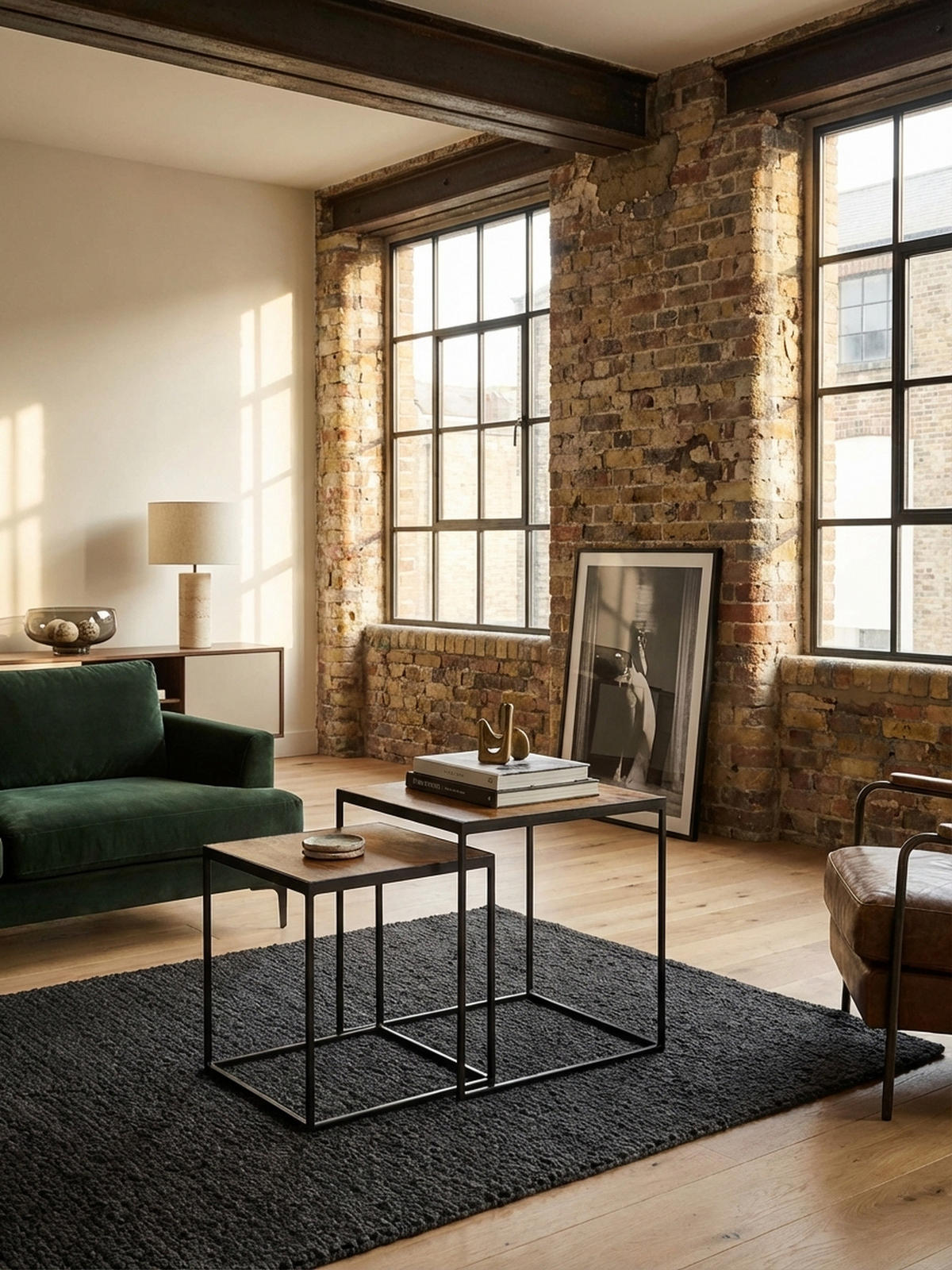 BEISTELLTISCH Set – 2-teilig Mango Massivholz Metall Braun Schwarz Industrial - Schwarz/Braun, Holz/Metall (40/40/44cm) - KADIMA DESIGN