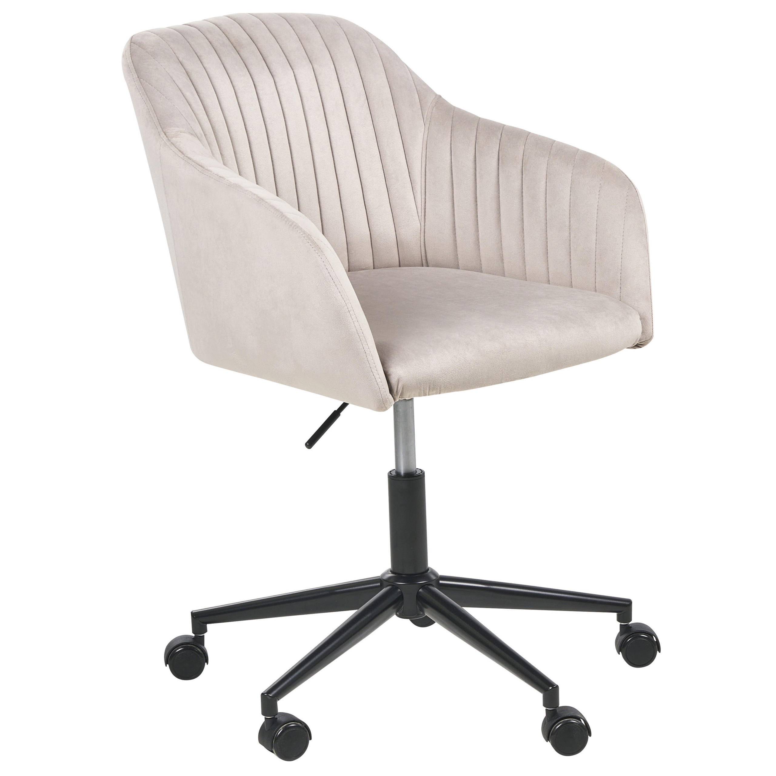 BÜROSTUHL Samtstoff Taupe Venice - Beige/Schwarz, Textil (64/89/64cm) - Beliani