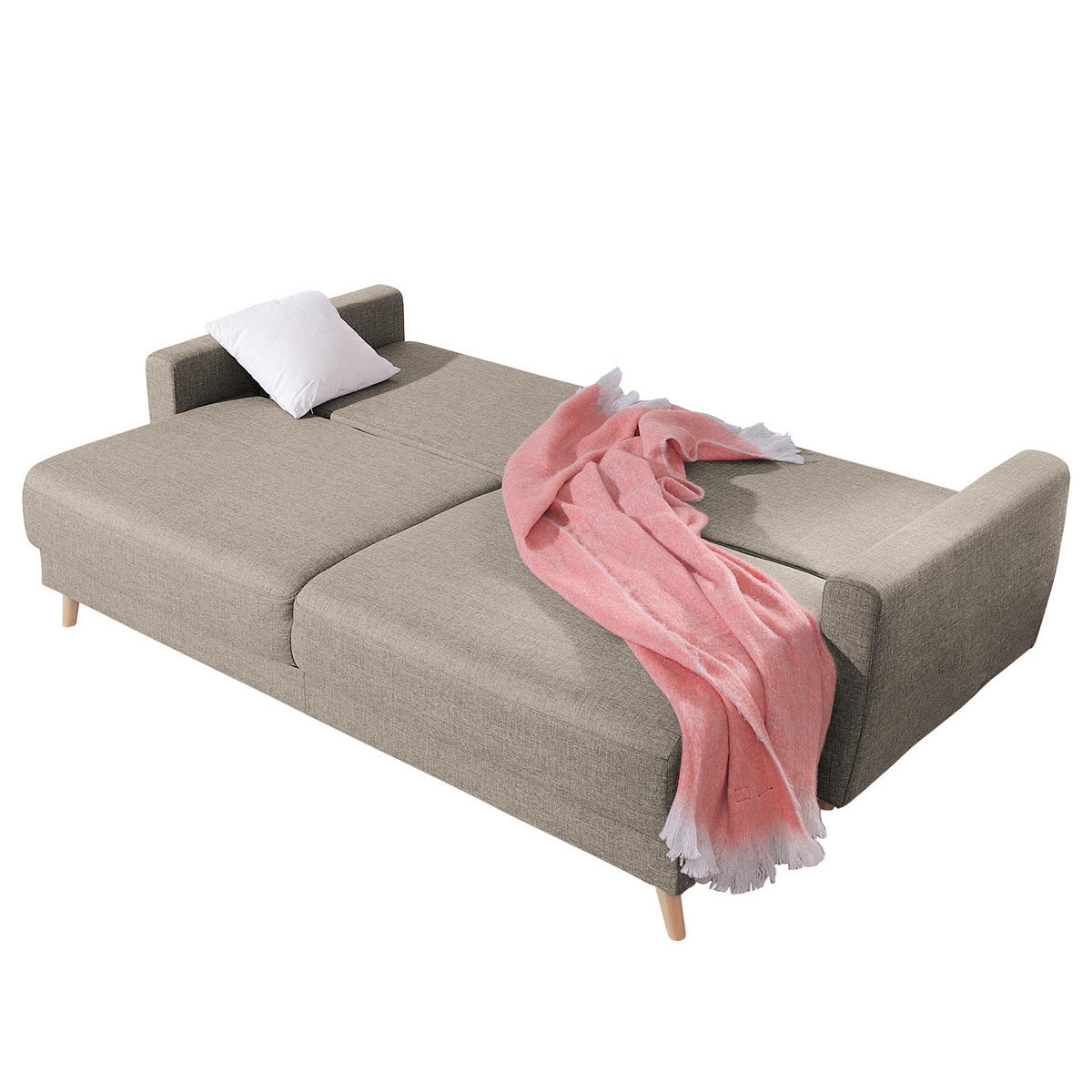 3-SITZER SOFA - Cappuccino, Textil (220/90/90cm) - home24