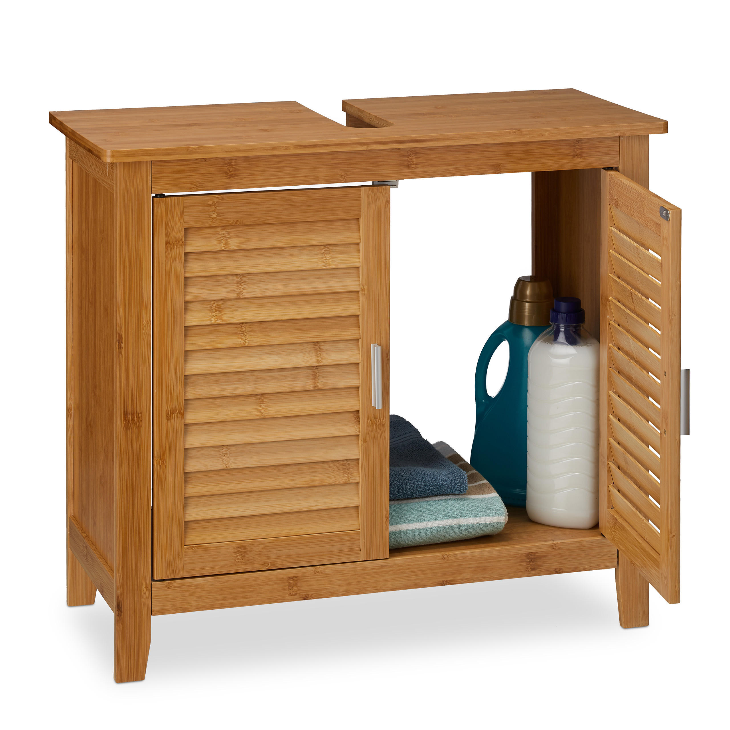 WASCHBECKENUNTERSCHRANK - Hellbraun, Holz (67/60/30cm) - Relaxdays