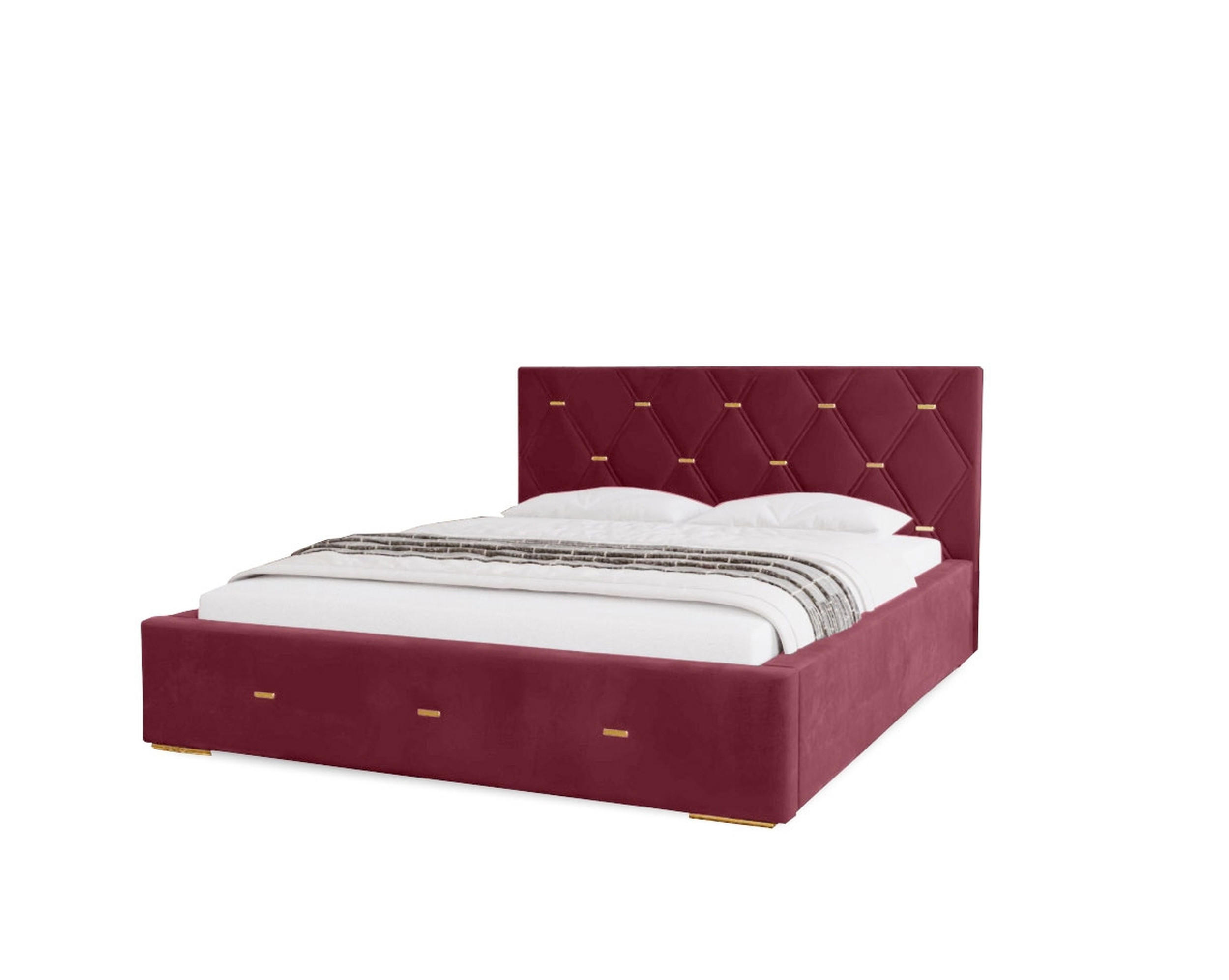 POLSTERBETT Golden Premium 140x200 cm, Doppelbett mit Bettkasten und Lattenrost aus Holz, Velourstoff: Lila - Lila, Holz/Textil (140/200cm) - Marpur
