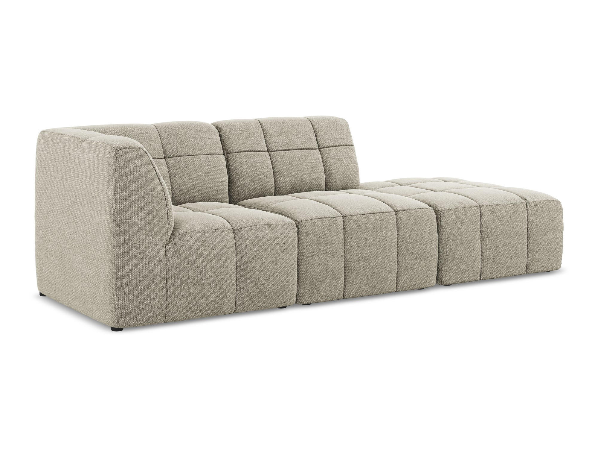 ECKSOFA Rechts Bouclé Stoff Grau - Taupe/Schwarz, Holzwerkstoff/Kunststoff (240/90cm) - Makamii