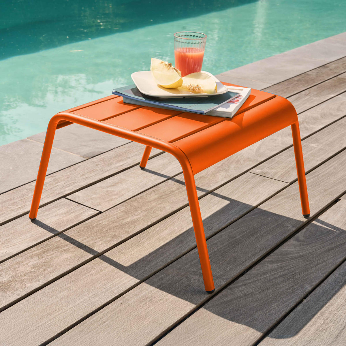 GARTENHOCKER, Orangefarben - Orange, Metall (44/30/40cm) - Oviala