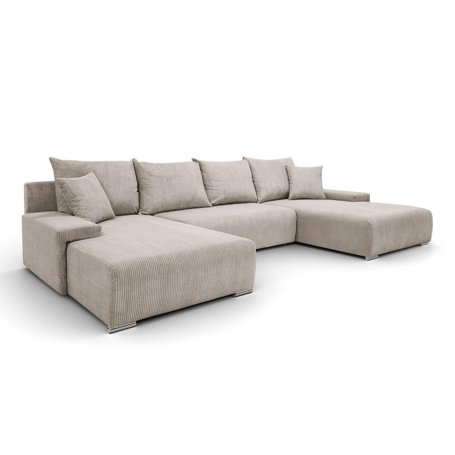 WOHNLANDSCHAFT LAVIO U mit Schlaffunktion und Bettkasten - Beige, Textil (348/93/188cm) - Lookway