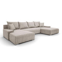 WOHNLANDSCHAFT LAVIO U mit Schlaffunktion und Bettkasten - Beige, Textil (348/93/188cm) - Lookway