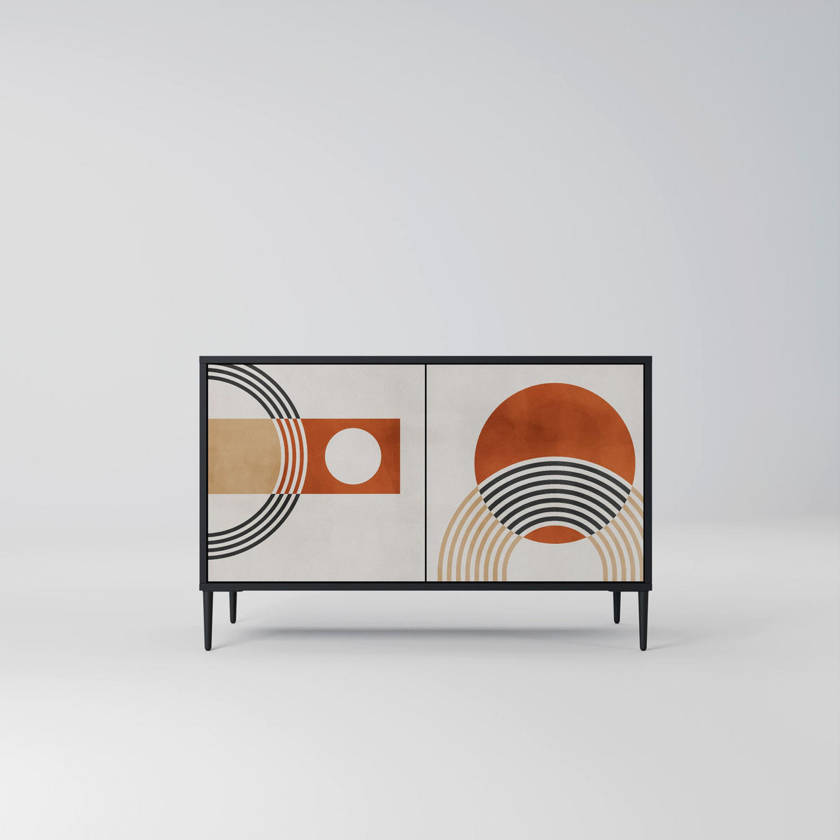 SIDEBOARD SPACE AROUND, Eicheneffekt, 111x42x77,5 cm, 2 Türen - Eichefarben/Buchefarben, Holzwerkstoff/Buchenholz (111/77.5/42cm) - SpaceRebels