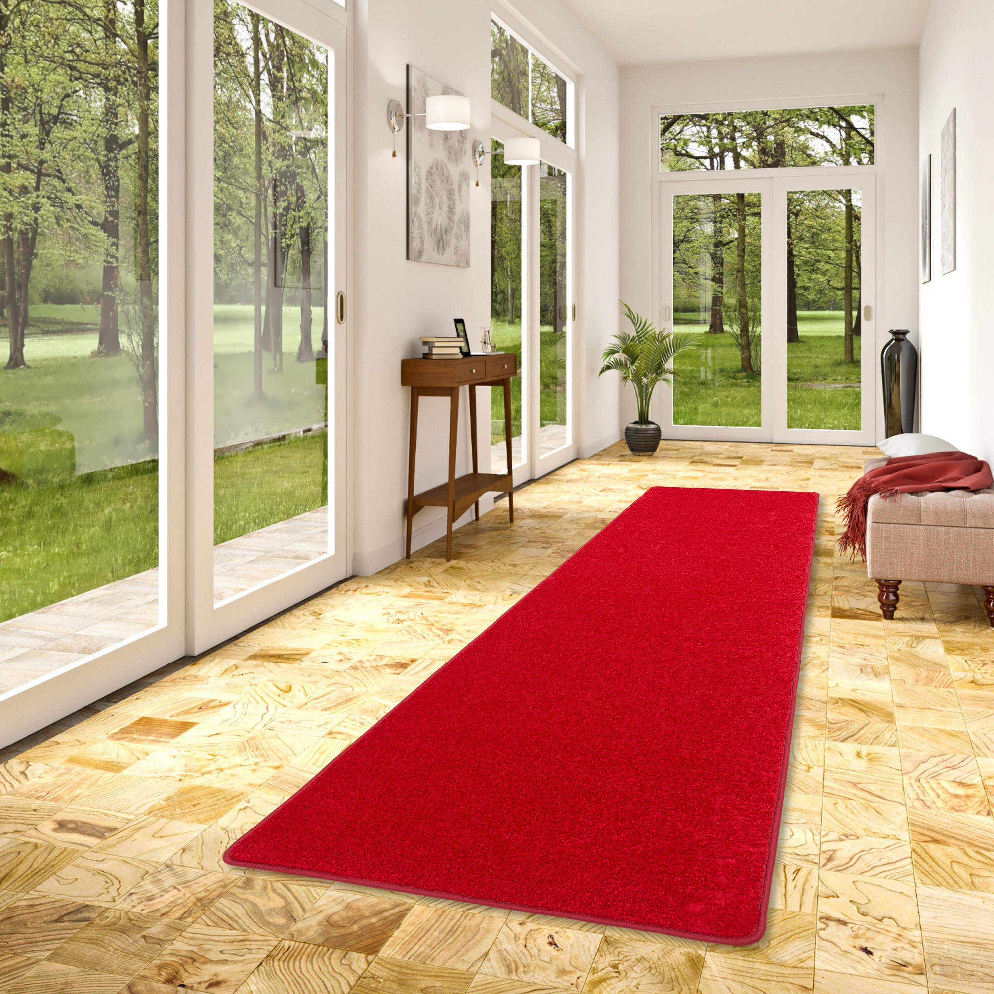 HOCHFLOR VELOURS LÄUFER TEPPICH LUNA - Rot, Textil (80/320cm) - Snapstyle