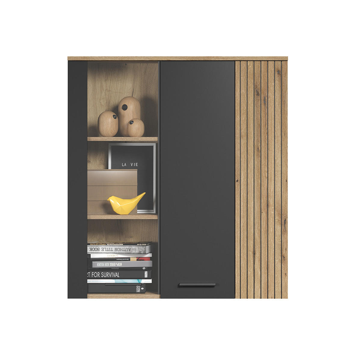 VITRINE Esteban Anthrazit - Anthrazit, Holzwerkstoff (90/99/34cm) - Trendteam