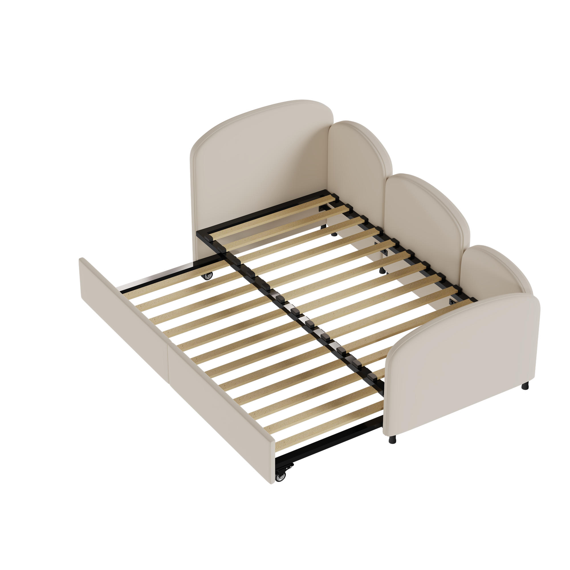 AUSZIEHBETT 90/200 cm DE-03553, in Beige - Beige, Holz/Metall (90/200cm) - ComfortXL