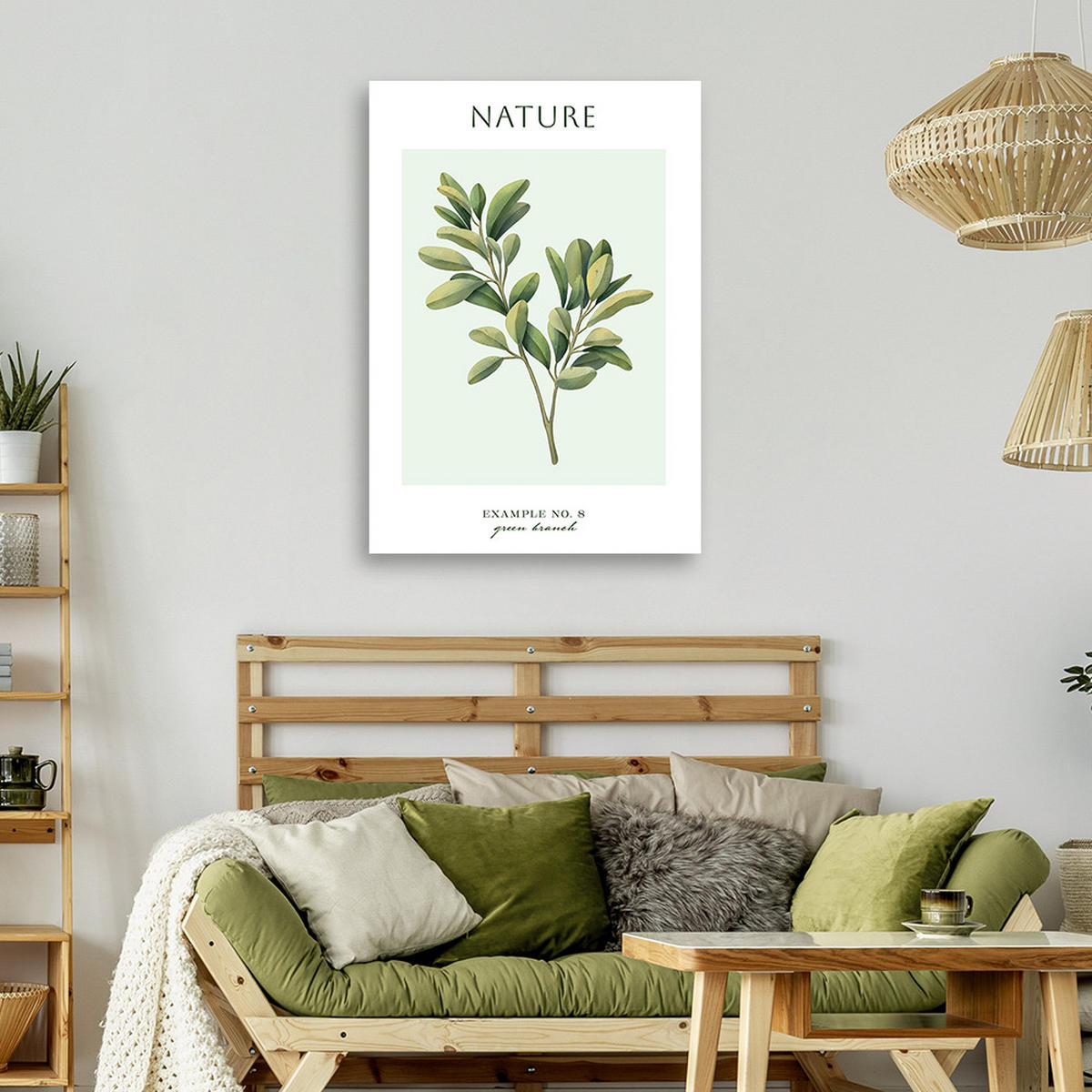 WANDBILD grüner zweig natur - Grün, Textil (40/60cm) - Feeby